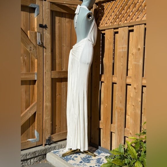 🆕 RAT & BOA 🧿 NWOT Winona White Slinky Cowl Neck Jersey Gown, Sz M - Picture 8 of 16
